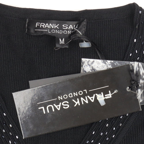 Frank Saul Women’s Black Beaded Tunic Top Medium 3/4 Sleeve