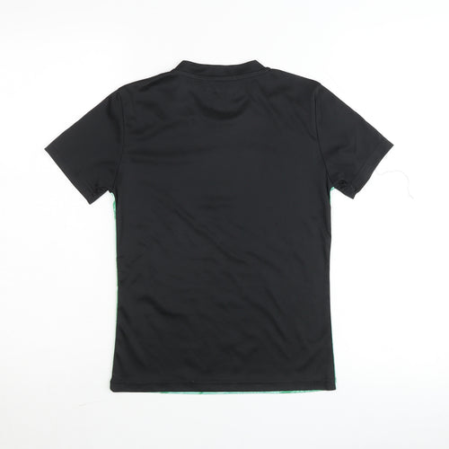 Football Camp FAI Boys Green Black Short Sleeve T-Shirt Size YS Polyester Sportswear