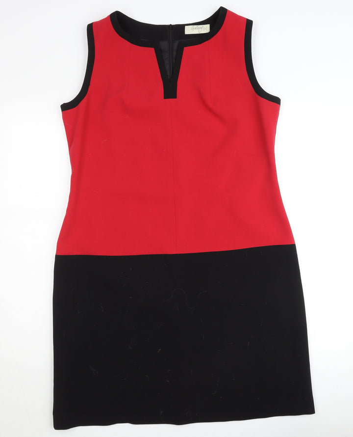 Gallery Women’s Red Black Colourblock Sheath Dress UK 16