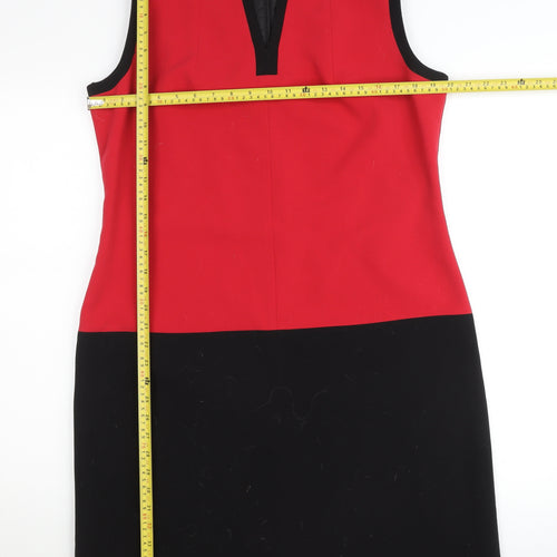 Gallery Women’s Red Black Colourblock Sheath Dress UK 16