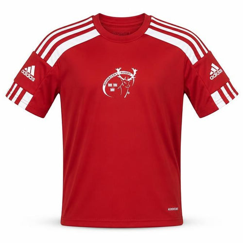 Adidas Boys Red 9-10 Years Rugby Aeroready Short Sleeve Sports T-Shirt