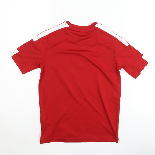 Adidas Boys Red 9-10 Years Rugby Aeroready Short Sleeve Sports T-Shirt