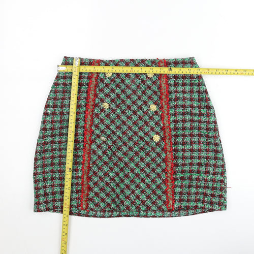 Savida Women's Multicoloured Tweed Short Pencil Skirt Size S