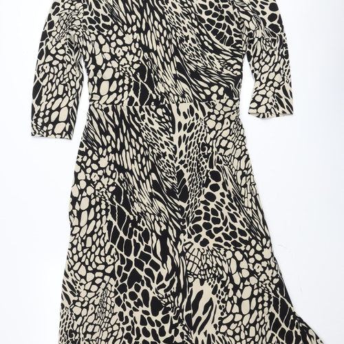 Viyella Womens Black Animal Print Wrap Dress Size 18
