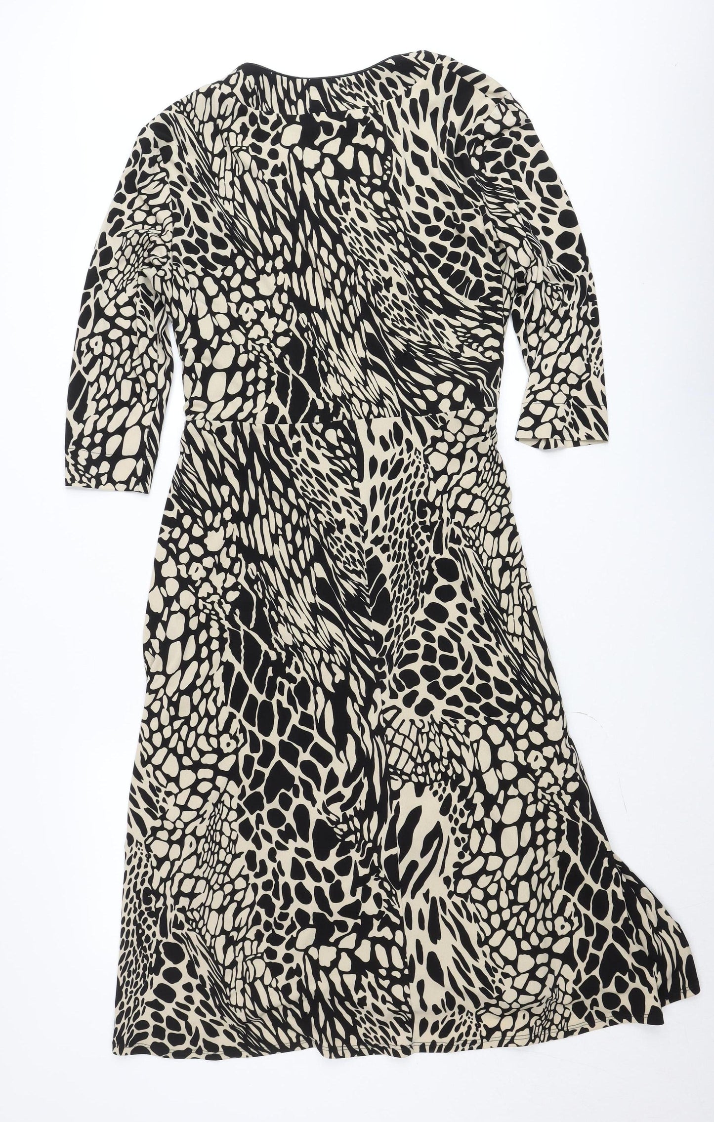 Viyella Womens Black Animal Print Wrap Dress Size 18