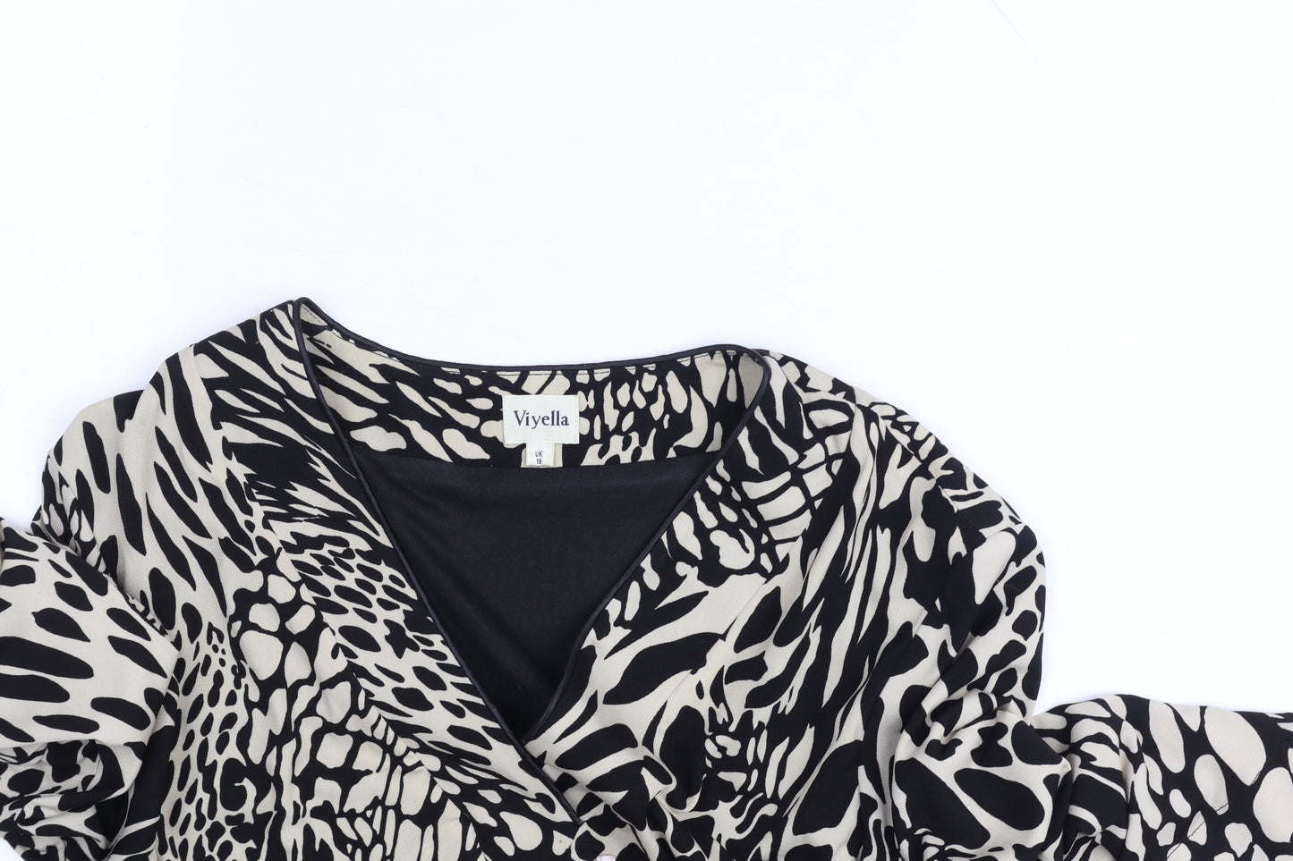 Viyella Womens Black Animal Print Wrap Dress Size 18