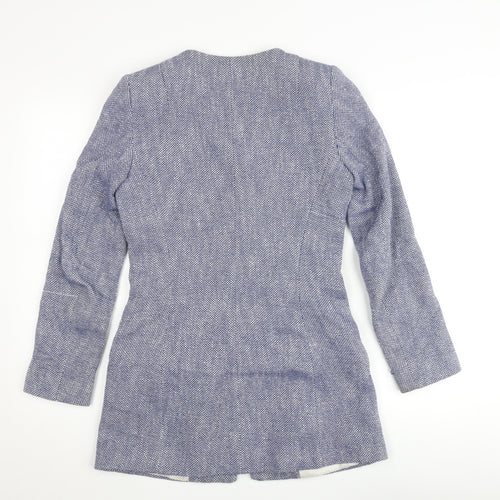 Zara Basic Women's Blue Mid-Length Zip Tweed Jacket Size S