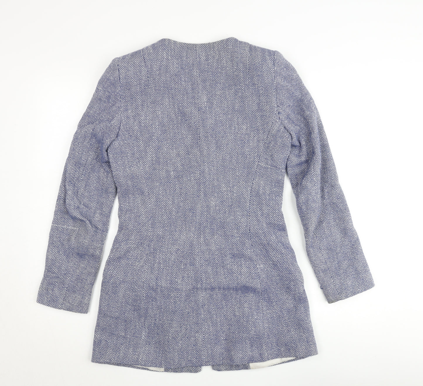 Zara Basic Women's Blue Mid-Length Zip Tweed Jacket Size S