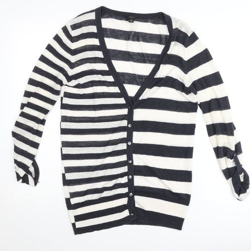 Ann Taylor Women’s Black White Stripe V-Neck Cardigan M