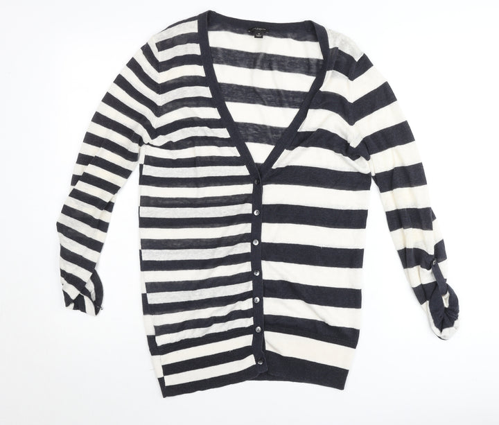Ann Taylor Women’s Black White Stripe V-Neck Cardigan M