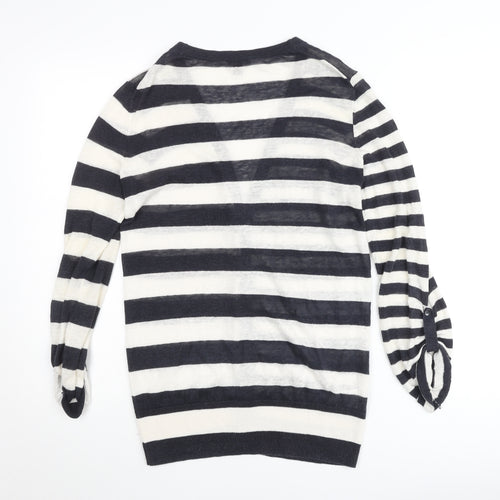 Ann Taylor Women’s Black White Stripe V-Neck Cardigan M