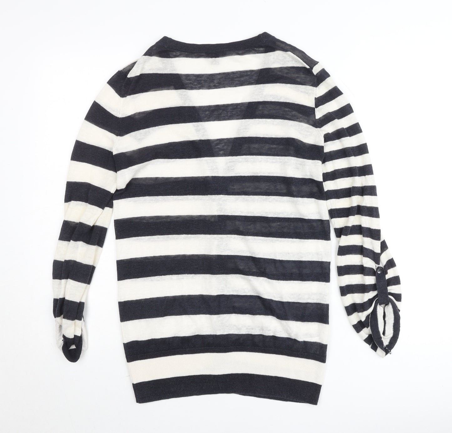 Ann Taylor Women’s Black White Stripe V-Neck Cardigan M