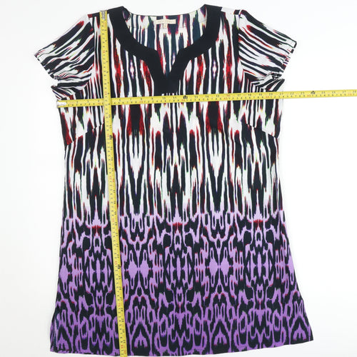 Epilogue Women's Multicoloured Tunic Blouse Size 16 Short Sleeve V-Neck
