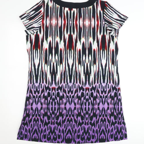 Epilogue Women's Multicoloured Tunic Blouse Size 16 Short Sleeve V-Neck