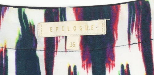 Epilogue Women's Multicoloured Tunic Blouse Size 16 Short Sleeve V-Neck