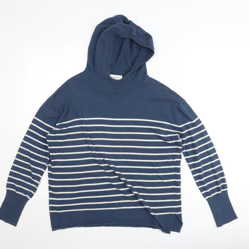 Carolyn Donnelly Women Blue Striped Pullover Hoodie XS Cotton