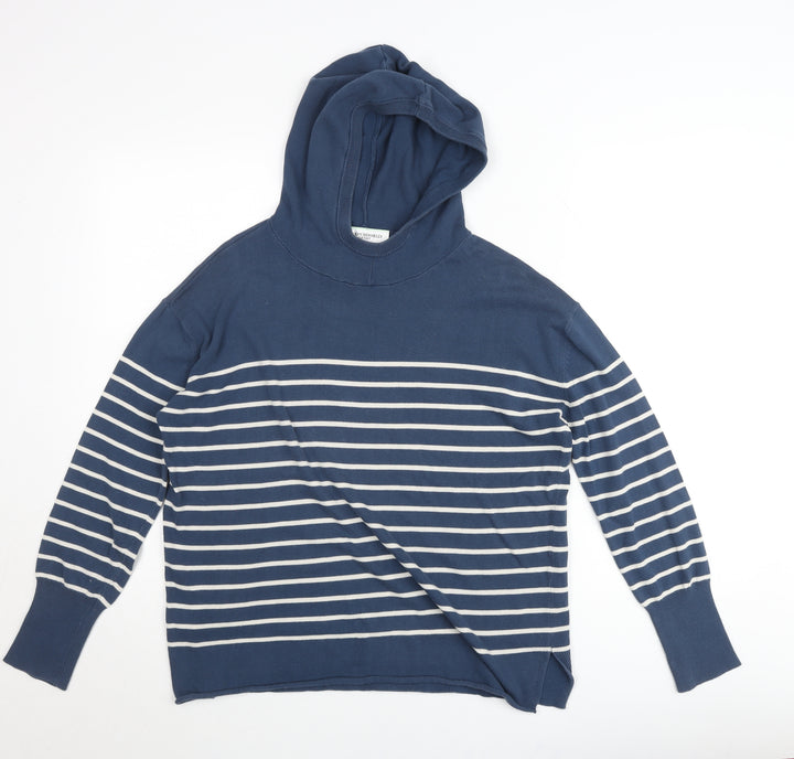 Carolyn Donnelly Women Blue Striped Pullover Hoodie XS Cotton