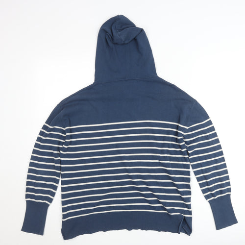 Carolyn Donnelly Women Blue Striped Pullover Hoodie XS Cotton
