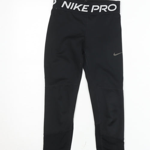 Nike Pro Girls Black Dri-FIT Ankle Leggings Size S (128-137 cm)