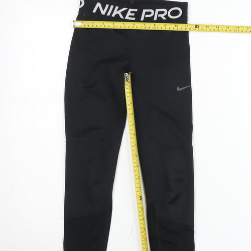 Nike Pro Girls Black Dri-FIT Ankle Leggings Size S (128-137 cm)