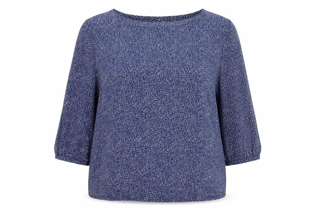 H&M Women Blue Polka Dot 3/4 Sleeve Viscose Blouse Size 8