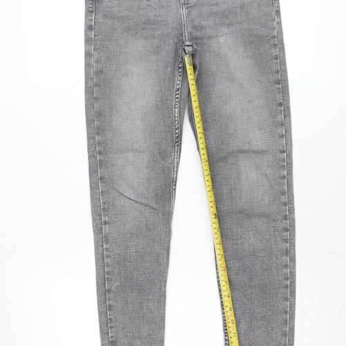 Bershka Women's Grey Super High Waist Skinny Jeans Size 8 Slim Fit