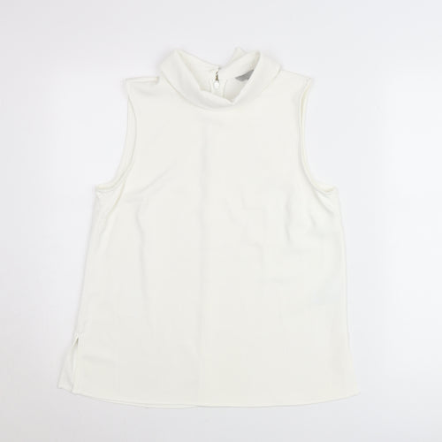 H&M Women’s White Mock Neck Sleeveless Blouse Size 10
