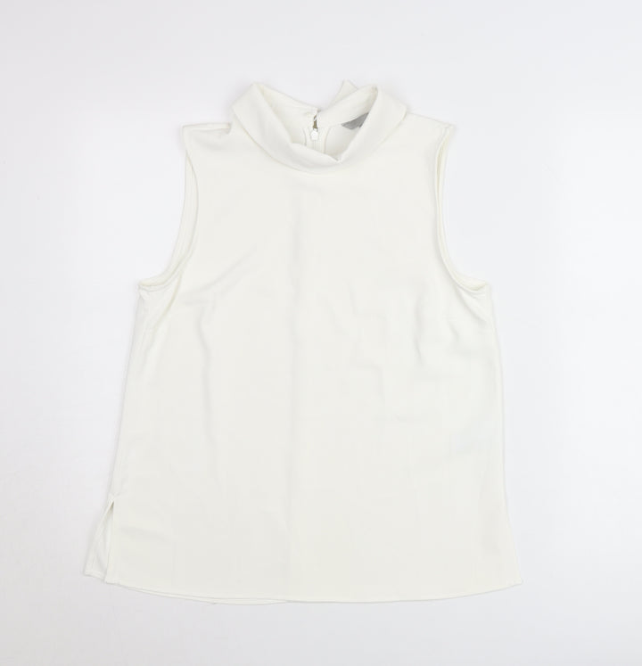 H&M Women’s White Mock Neck Sleeveless Blouse Size 10