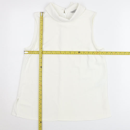 H&M Women’s White Mock Neck Sleeveless Blouse Size 10