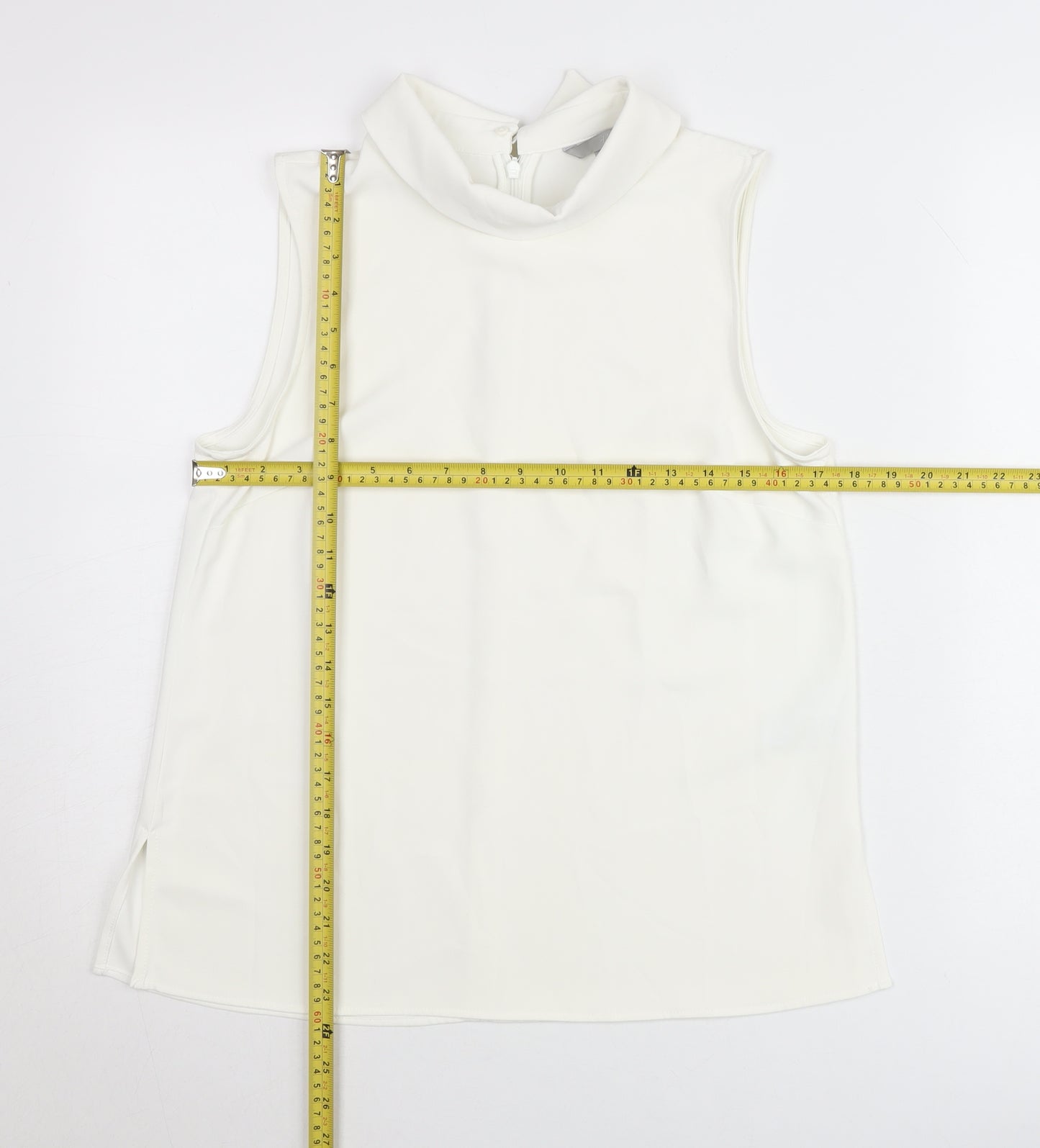 H&M Women’s White Mock Neck Sleeveless Blouse Size 10