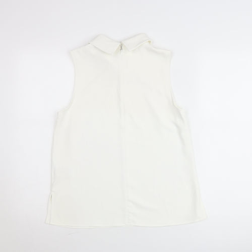 H&M Women’s White Mock Neck Sleeveless Blouse Size 10