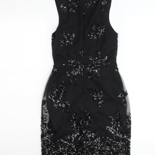 Boohoo Petite Black Sequin Bodycon Party Dress Womens UK 6