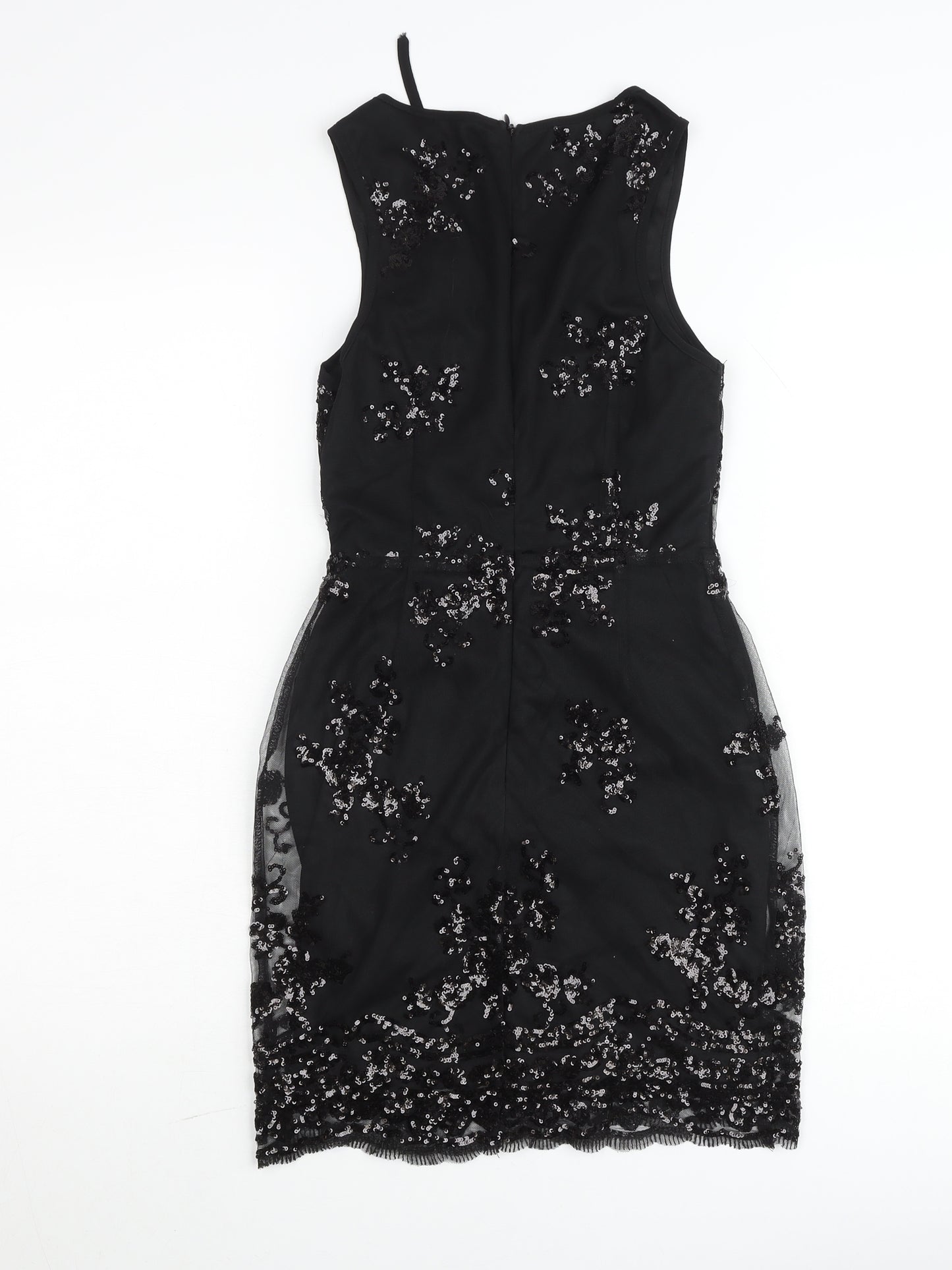 Boohoo Petite Black Sequin Bodycon Party Dress Womens UK 6