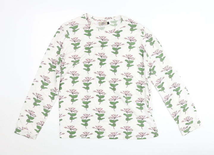 Their Nibs Womens White Floral Cotton Long Sleeve T-Shirt Size L