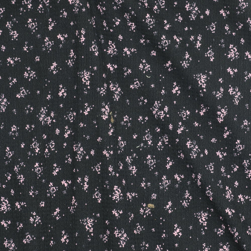 Savida Women's Black Floral A-Line Dress Size 12 Long Sleeve V-Neck