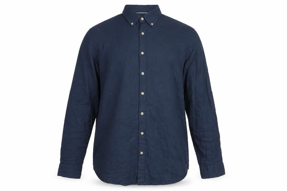 Selected Homme Mens Blue Slim Fit Cotton Button-Up Shirt XL 44 17.5