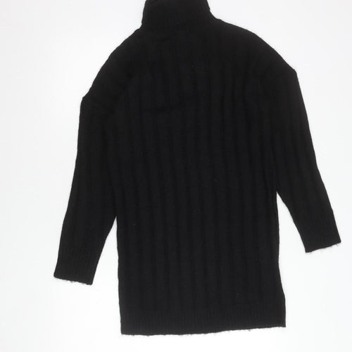 Boohoo Women’s Black Roll Neck Ribbed Knit Jumper Size S