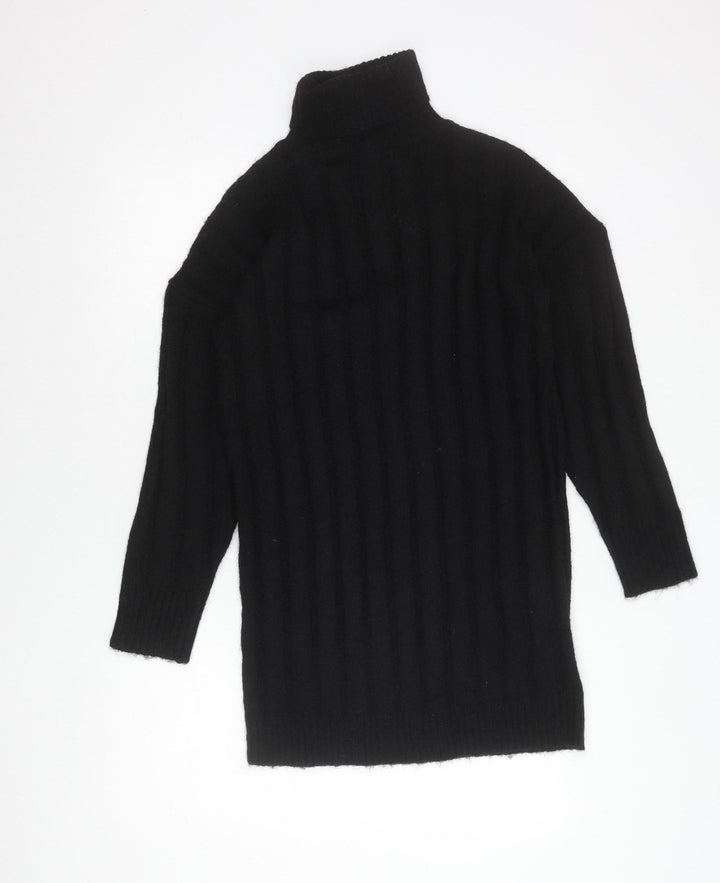 Boohoo Women’s Black Roll Neck Ribbed Knit Jumper Size S
