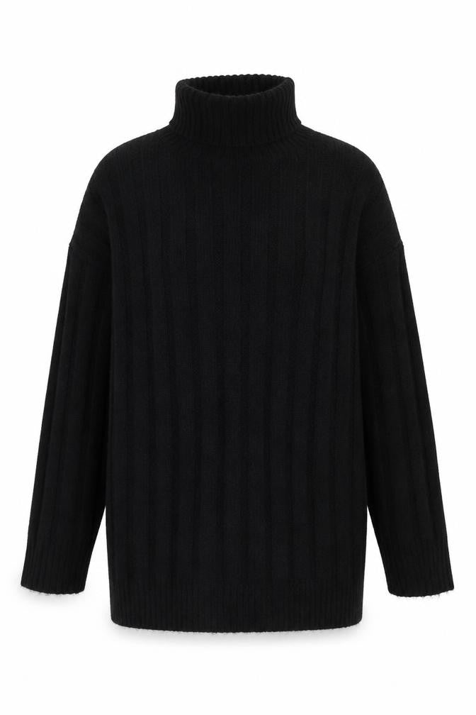 Boohoo Women’s Black Roll Neck Ribbed Knit Jumper Size S