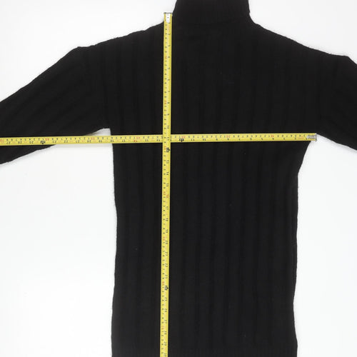 Boohoo Women’s Black Roll Neck Ribbed Knit Jumper Size S