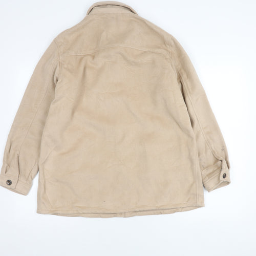 DIVIDED Women Beige Fleece Button Jacket Size S Casual Mid-Length