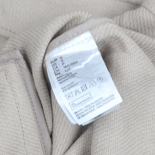 DIVIDED Women Beige Fleece Button Jacket Size S Casual Mid-Length