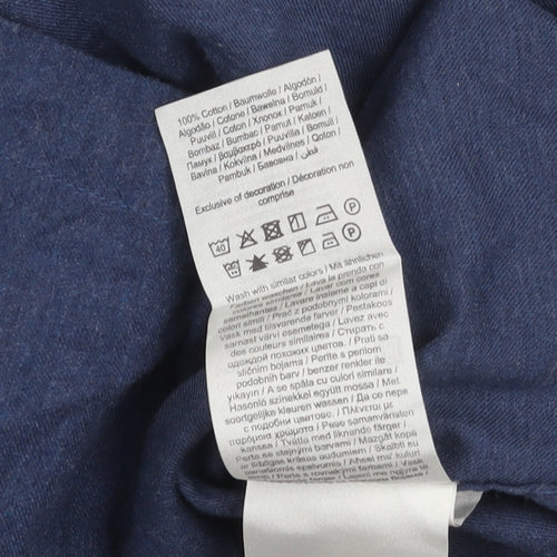 SELECTED HOMME Men's Blue Slim Fit Button-Up Cotton Shirt XL