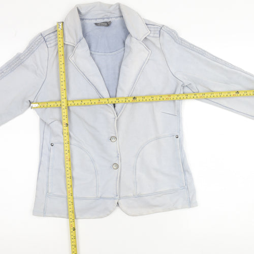 Geisha Women's Blue Cotton Stretch Blazer Jacket Size 12