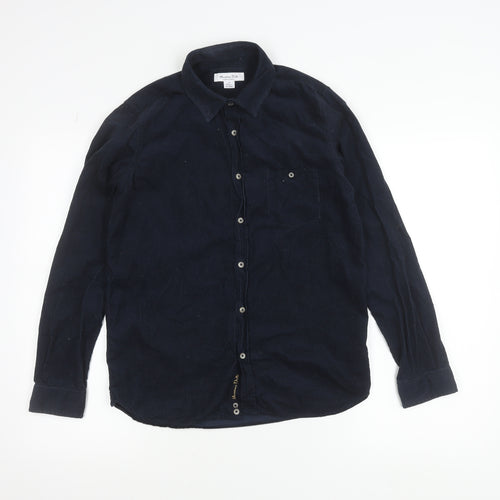 Massimo Dutti Blue Corduroy Button-Up Shirt Teens Size 14