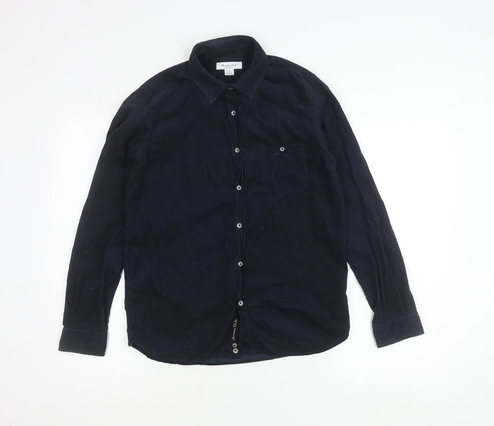 Massimo Dutti Blue Corduroy Button-Up Shirt Teens Size 14