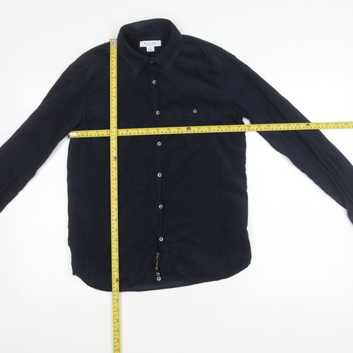 Massimo Dutti Blue Corduroy Button-Up Shirt Teens Size 14
