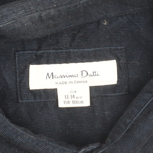 Massimo Dutti Blue Corduroy Button-Up Shirt Teens Size 14