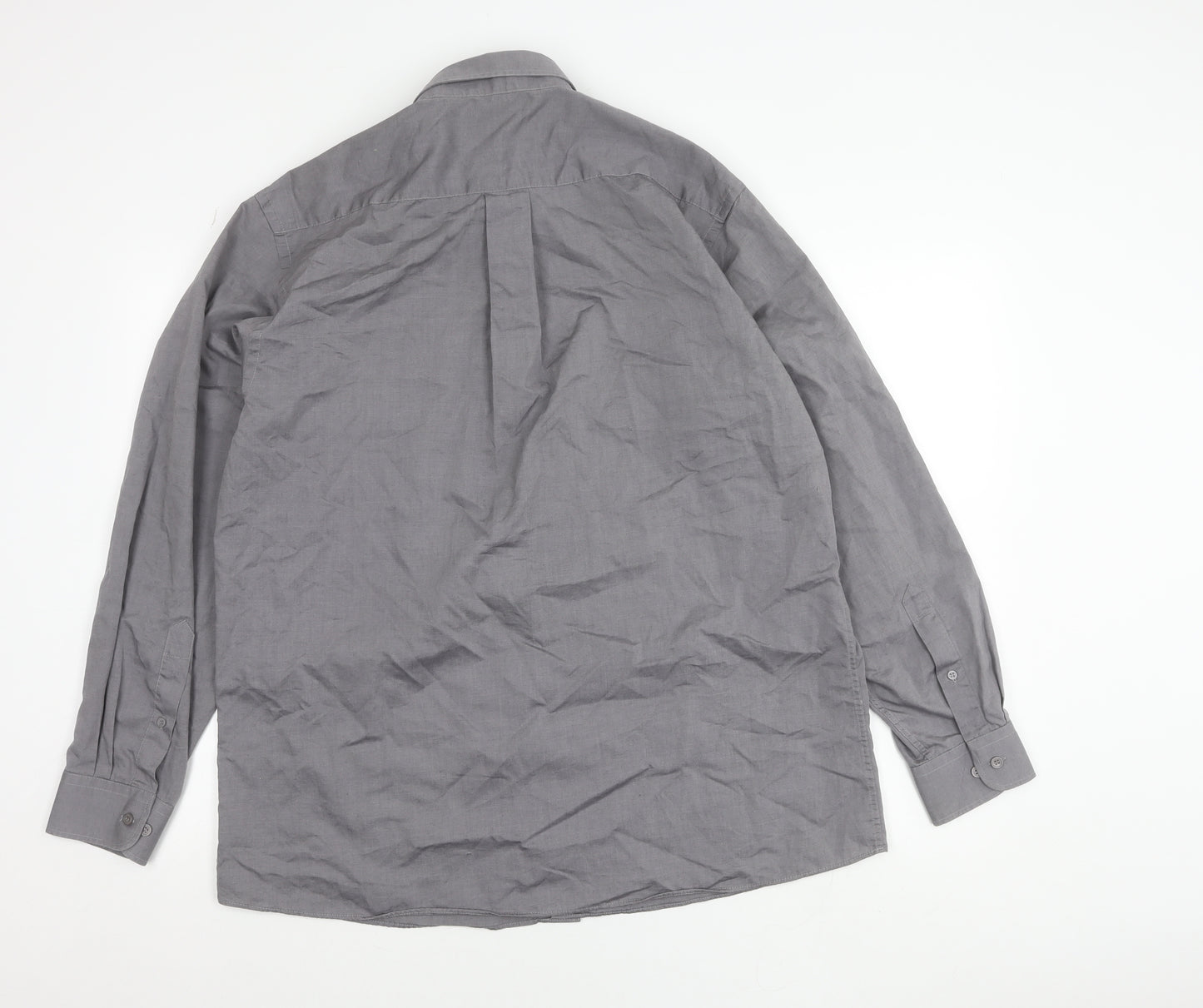 St. Bernard Mens Grey 16in Button-Down Cotton Blend Long Sleeve Shirt