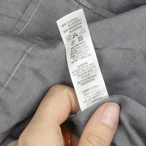 St. Bernard Mens Grey 16in Button-Down Cotton Blend Long Sleeve Shirt